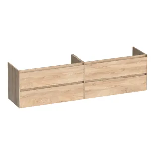 Brauer Inspire washbasin cabinet - 200x46x55 cm - 4 drawers handleless - 2 siphon cut-outs - MFC - Forest Wheat
