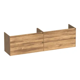 Brauer Inspire washbasin cabinet - 200x46x55 cm - 4 drawers handleless - 2 siphon cut-outs - MFC - Honey