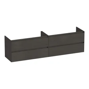 Brauer Inspire washbasin cabinet - 200x46x55 cm - 4 drawers without handles - 2 siphon cut-outs - MFC - Timber Anthracite