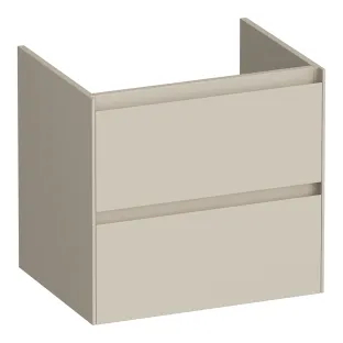 Brauer Inspire washbasin cabinet - 60x46x55 cm - 2 drawers handleless - 1 siphon recess - MDF lacquered - Matt Beige