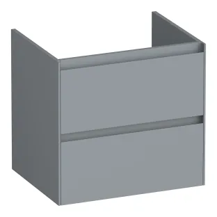 Brauer Inspire washbasin cabinet - 60x46x55 cm - 2 drawers without handles - 1 siphon recess - MDF lacquered - Matt Grey