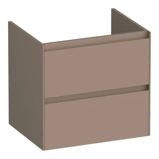 Brauer Inspire washbasin cabinet - 60x46x55 cm - 2 drawers without handles - 1 siphon recess - MDF lacquered - Matt Mocha