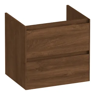 Brauer Inspire wastafelonderkast - 60x46x55 cm - 2 laden greeploos - 1 sifonuitsparing - MFC - Forest Cacao