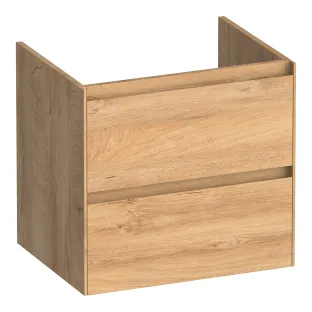 Brauer Inspire wastafelonderkast - 60x46x55 cm - 2 laden greeploos - 1 sifonuitsparing - MFC - Forest Tan