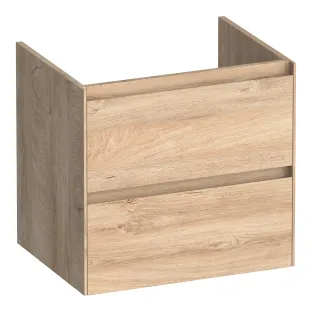 Brauer Inspire wastafelonderkast - 60x46x55 cm - 2 laden greeploos - 1 sifonuitsparing - MFC - Forest Wheat