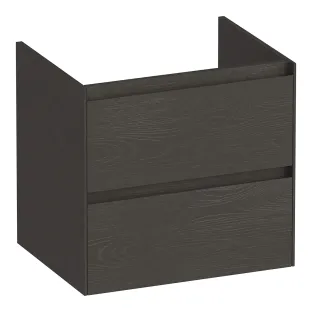 Brauer Inspire wastafelonderkast - 60x46x55 cm - 2 laden greeploos - 1 sifonuitsparing - MFC - Timber Anthracite