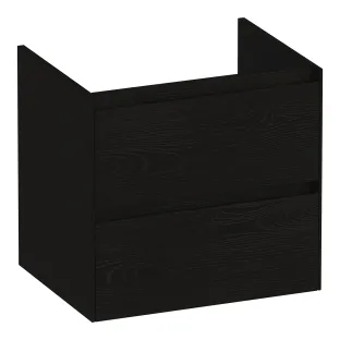Brauer Inspire wastafelonderkast - 60x46x55 cm - 2 laden greeploos - 1 sifonuitsparing - MFC - Timber Black