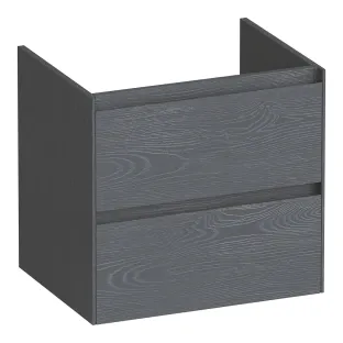 Brauer Inspire wastafelonderkast - 60x46x55 cm - 2 laden greeploos - 1 sifonuitsparing - MFC - Timber Grey