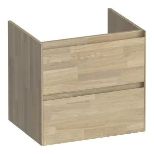 Brauer Inspire washbasin cabinet - 60x46x55 cm - 2 drawers without handles - 1 siphon recess - Finger joint oak gray