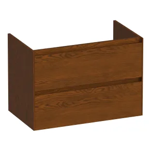 Brauer Inspire washbasin cabinet - 80x46x55 cm - 2 drawers without handles - 1 siphon recess - continuous slats - Solid oak brown