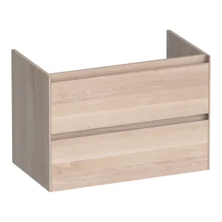 Brauer Inspire washbasin cabinet - 80x46x55 cm - 2 drawers without handles - 1 siphon recess - continuous slats - Solid oak white