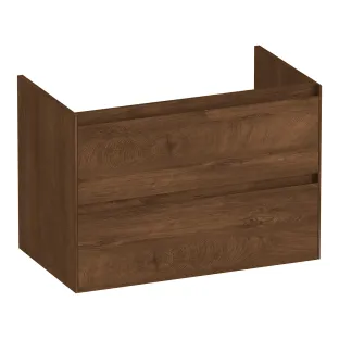 Brauer Inspire wastafelonderkast - 80x46x55 cm - 2 laden greeploos - 1 sifonuitsparing - MFC - Forest Cacao
