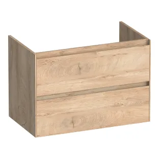 Brauer Inspire wastafelonderkast - 80x46x55 cm - 2 laden greeploos - 1 sifonuitsparing - MFC - Forest Wheat