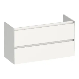 Brauer Inspire washbasin cabinet shallow - 100x39x55 cm - 2 drawers handleless - 1 siphon recess - MDF lacquered - Gloss white