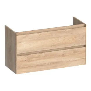 Brauer Inspire wastafelonderkast ondiep - 100x39x55 cm - 2 laden greeploos - 1 sifonuitsparing - MFC - Forest Wheat