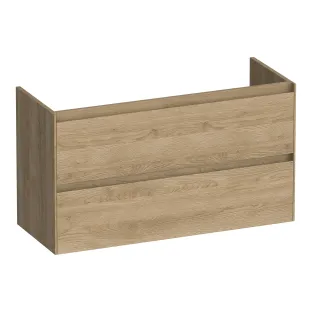Brauer Inspire wastafelonderkast ondiep - 100x39x55 cm - 2 laden greeploos - 1 sifonuitsparing - MFC - Sunlit