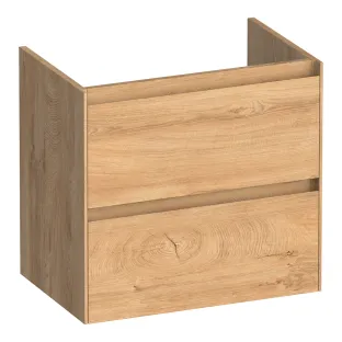Brauer Inspire washbasin cabinet shallow - 60x39x55 cm - 2 drawers handleless - 1 siphon recess - MFC - Forest Tan