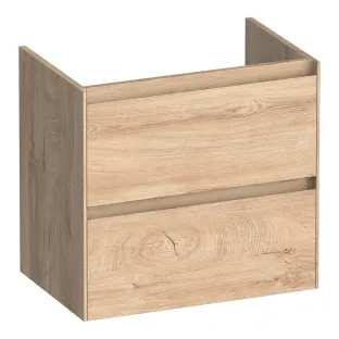 Brauer Inspire wastafelonderkast ondiep - 60x39x55 cm - 2 laden greeploos - 1 sifonuitsparing - MFC - Forest Wheat