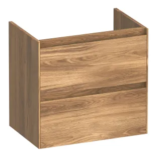 Brauer Inspire washbasin cabinet shallow - 60x39x55 cm - 2 drawers handleless - 1 siphon recess - MFC - Honey