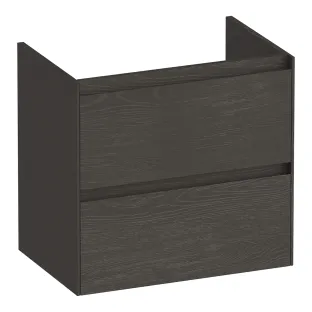 Brauer Inspire washbasin cabinet shallow - 60x39x55 cm - 2 drawers without handles - 1 siphon recess - MFC - Timber Anthracite