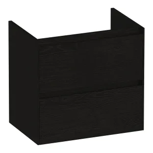 Brauer Inspire washbasin cabinet shallow - 60x39x55 cm - 2 drawers handleless - 1 siphon recess - MFC - Timber Black