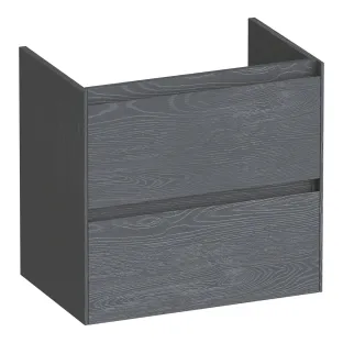 Brauer Inspire washbasin cabinet shallow - 60x39x55 cm - 2 drawers handleless - 1 siphon recess - MFC - Timber Grey