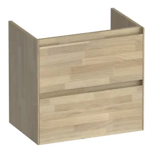 Brauer Inspire washbasin cabinet shallow - 60x39x55 cm - 2 drawers without handles - 1 siphon recess - Finger joint oak gray