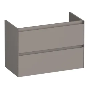 Brauer Inspire wastafelonderkast ondiep - 80x39x55 cm - 2 laden greeploos - 1 sifonuitsparing - MDF gelakt - Mat Taupe