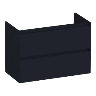 Brauer Inspire washbasin cabinet shallow - 80x39x55 cm - 2 drawers without handles - 1 siphon recess - MDF lacquered - Matt Black