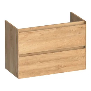 Brauer Inspire wastafelonderkast ondiep - 80x39x55 cm - 2 laden greeploos - 1 sifonuitsparing - MFC - Forest Tan