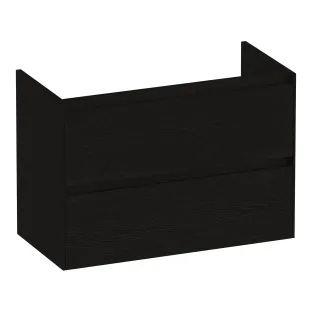 Brauer Inspire wastafelonderkast ondiep - 80x39x55 cm - 2 laden greeploos - 1 sifonuitsparing - MFC - Timber Black