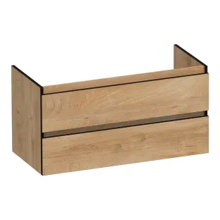 Brauer Joy Edge washbasin cabinet - 100x46x50 cm - 2 drawers handleless - 1 siphon cut-out - MFC - Forest Tan