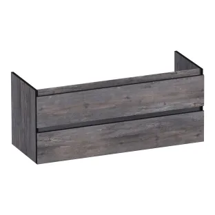 Brauer Joy Edge washbasin cabinet - 120x46x50 cm - 2 drawers handleless - 2 siphon cut-outs - MFC - Driftwood