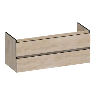 Brauer Joy Edge washbasin cabinet - 120x46x50 cm - 2 drawers handleless - 2 siphon cut-outs - MFC - Forest Wheat
