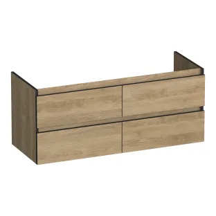 Brauer Joy Edge washbasin cabinet - 120x46x50 cm - 4 drawers handleless - 2 siphon cut-outs - MFC - Sunlit