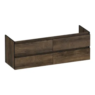 Brauer Joy Edge washbasin cabinet - 140x46x50 cm - 4 drawers handleless - 2 siphon cut-outs - MFC - Grove