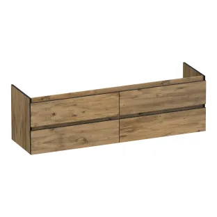 Brauer Joy Edge wastafelonderkast - 160x46x50 cm - 4 laden greeploos - 2 sifonuitsparingen - MFC - Chateau
