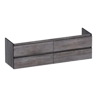 Brauer Joy Edge washbasin cabinet - 160x46x50 cm - 4 drawers handleless - 2 siphon cut-outs - MFC - Driftwood