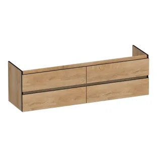 Brauer Joy Edge washbasin cabinet - 160x46x50 cm - 4 drawers handleless - 2 siphon cut-outs - MFC - Forest Tan