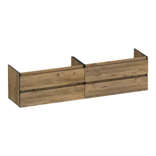 Brauer Joy Edge washbasin cabinet - 200x46x50 cm - 4 drawers handleless - 2 siphon cut-outs - MFC - Chateau