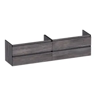 Brauer Joy Edge washbasin cabinet - 200x46x50 cm - 4 drawers handleless - 2 siphon cut-outs - MFC - Driftwood