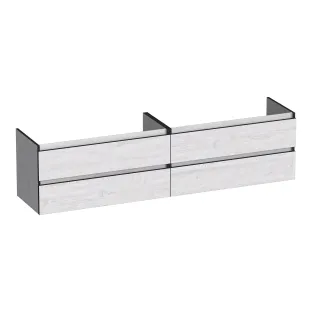 Brauer Joy Edge washbasin cabinet - 200x46x50 cm - 4 drawers handleless - 2 siphon cut-outs - MFC - Forest Seashell