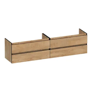 Brauer Joy Edge washbasin cabinet - 200x46x50 cm - 4 drawers handleless - 2 siphon cut-outs - MFC - Forest Tan