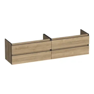 Brauer Joy Edge washbasin cabinet - 200x46x50 cm - 4 drawers handleless - 2 siphon cut-outs - MFC - Sunlit