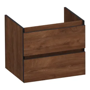 Brauer Joy Edge washbasin cabinet - 60x46x50 cm - 2 drawers handleless - 1 siphon recess - MFC - Forest Cacao