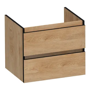 Brauer Joy Edge washbasin cabinet - 60x46x50 cm - 2 drawers handleless - 1 siphon cut-out - MFC - Forest Tan