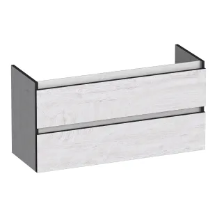 Brauer Joy Edge washbasin cabinet shallow - 100x39x50 cm - 2 drawers handleless - 1 siphon recess - MFC - Forest Seashell