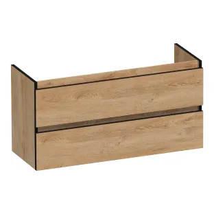 Brauer Joy Edge washbasin cabinet shallow - 100x39x50 cm - 2 drawers handleless - 1 siphon recess - MFC - Forest Tan