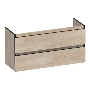 Brauer Joy Edge washbasin cabinet shallow - 100x39x50 cm - 2 drawers handleless - 1 siphon recess - MFC - Forest Wheat