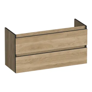 Brauer Joy Edge washbasin cabinet shallow - 100x39x50 cm - 2 drawers handleless - 1 siphon recess - MFC - Sunlit